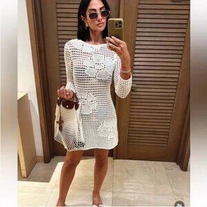 Zara Floral Crochet Knit Dress NWT